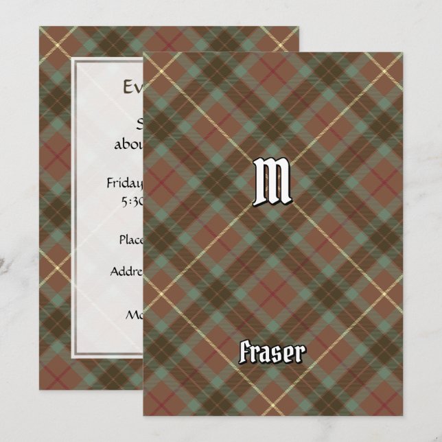 Klan Fraser Hunting Weasted Tartan-inbjudan Inbjudningar (Fram/baksida)