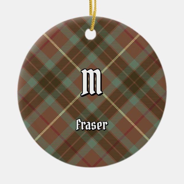 Klan Fraser Hunting Weather Tartan Julgransprydnad Keramik (Framsidan)