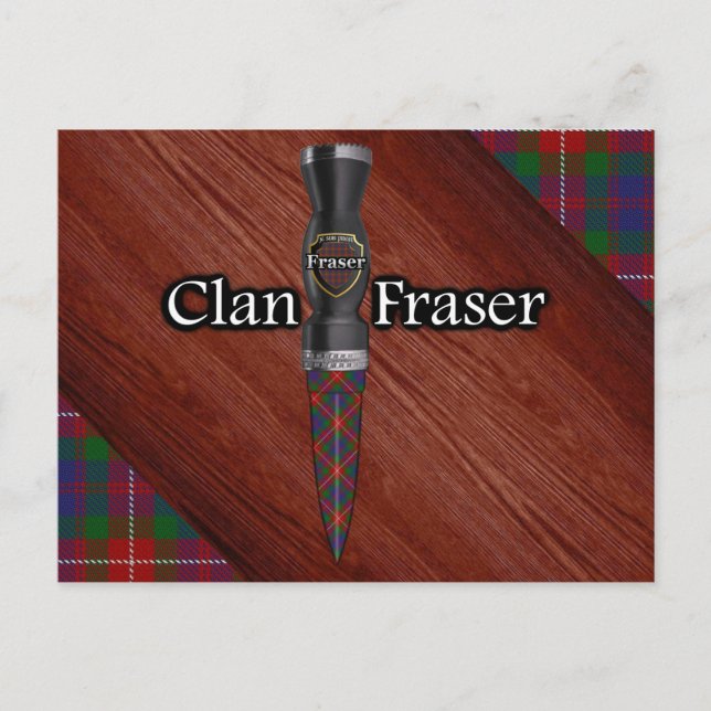 Klan Fraser of Lovat Tartan Sgian Dubh Blade Vykort (Framsida)