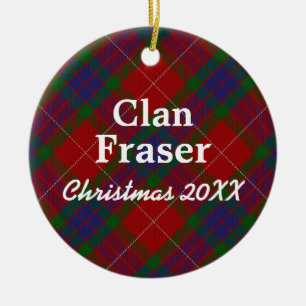 Klan Fraser Scottish Tartan Julgransprydnad Keramik