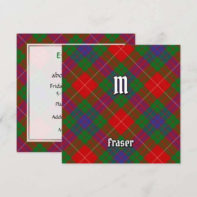 Klan Fraser Tartan Inbjudningar (Fram/baksida)