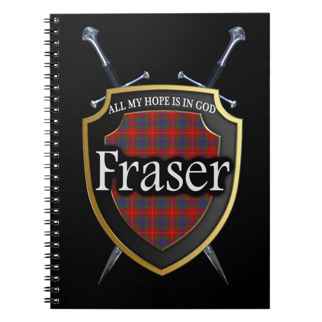 Klan Fraser Tartan Shield & Swords Anteckningsbok (Framsidan)