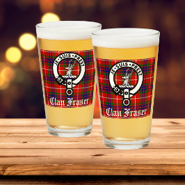 Klan Fraser Vapensköld Badge och Tartan Glaskopp