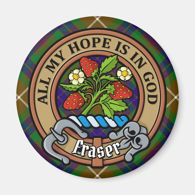 Klan Fraser Vapensköld över jakt på Tartan Magnet (Framsidan)