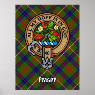 Klan Fraser Vapensköld över jakt på Tartan Poster