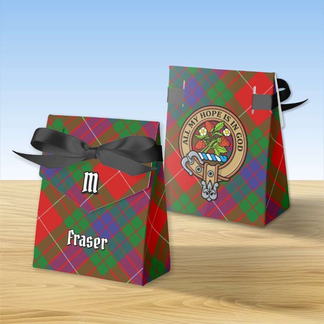 Klan Fraser-Vapensköld över Tartan Favor Box Presentaskar (Skapare uppladdad)