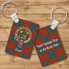 Klan Fraser-Vapensköld över Tartan Keychain Nyckelring