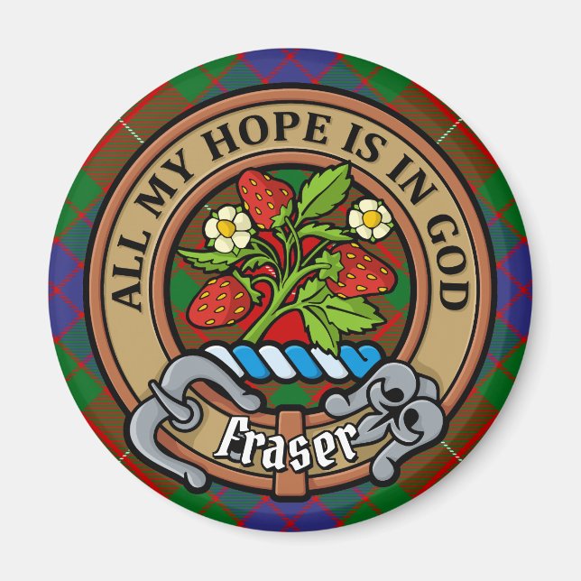 Klan Fraser Vapensköld över Tartan Magnet (Framsidan)