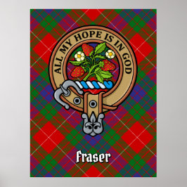 Klan Fraser Vapensköld över Tartan Poster