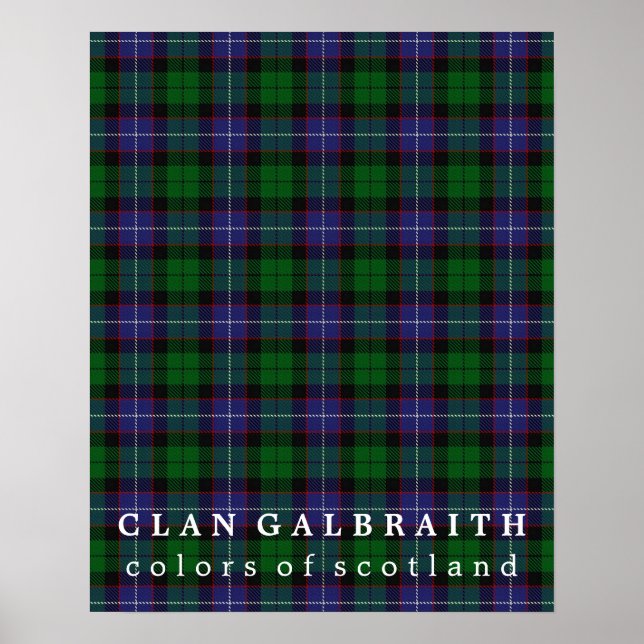 Klan Galbraith Färg of Scotland Tartan Poster (Framsidan)
