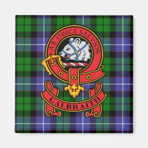 Klan Galbraith Magnet med Vapensköld och Tartan