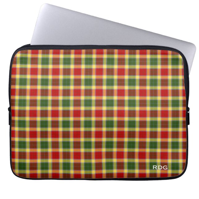 Klan Gibbs och Gibson Tartan Monogrammed Laptop Sleeve (Framsidan)