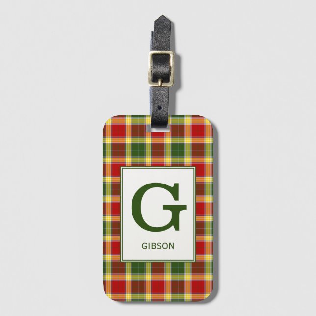 Klan Gibbs Tartan Monogrammed Bagagebricka (Framsida vertikal)