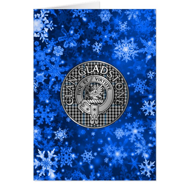 Klan Gladstone Vapensköld & Tartan Hälsningskort (Framsidan)