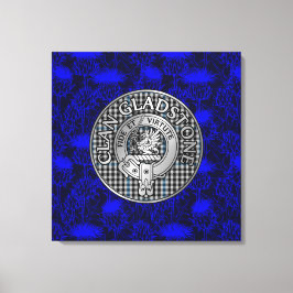 Klan Gladstone Vapensköld & Tartan på Thistle Canvastryck