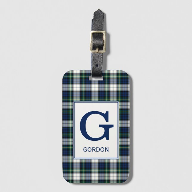 Klan Gordon Dress Tartan Monogrammed Bagagebricka (Framsida vertikal)