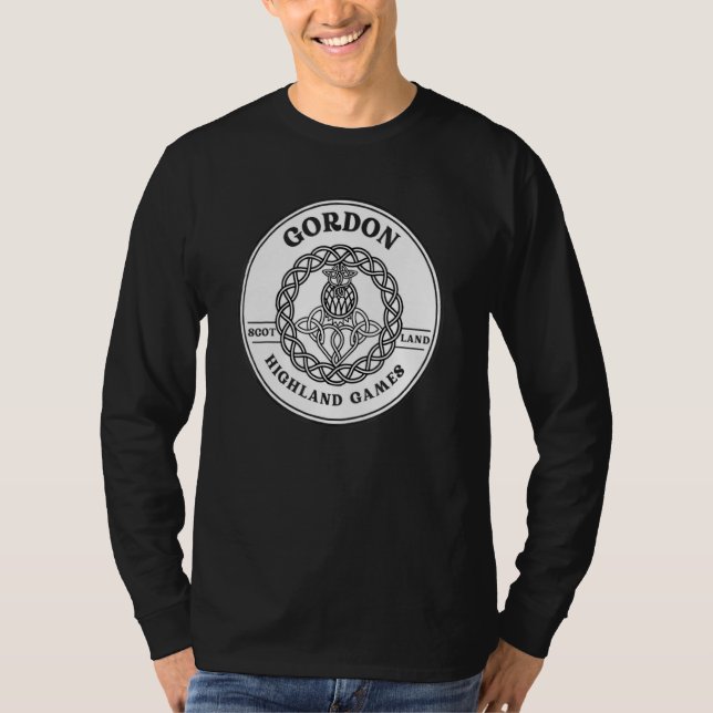 Klan Gordon Scottish Thistle Highland Games T Shirt (Framsida)