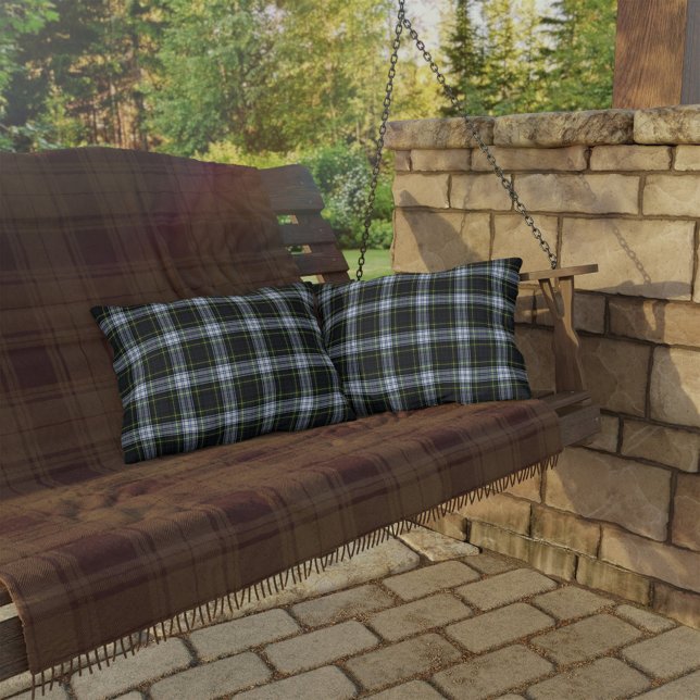 Klan Gordon Tartan Grönt White Check Lumbarkudde (Skapare uppladdad)