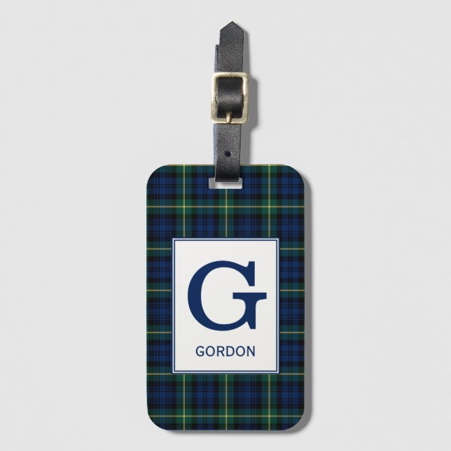 Klan Gordon Tartan Monogrammed Bagagebricka (Framsida vertikal)