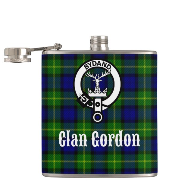 Klan Gordon Tartan Vapensköld Fickplunta (Öppnad)