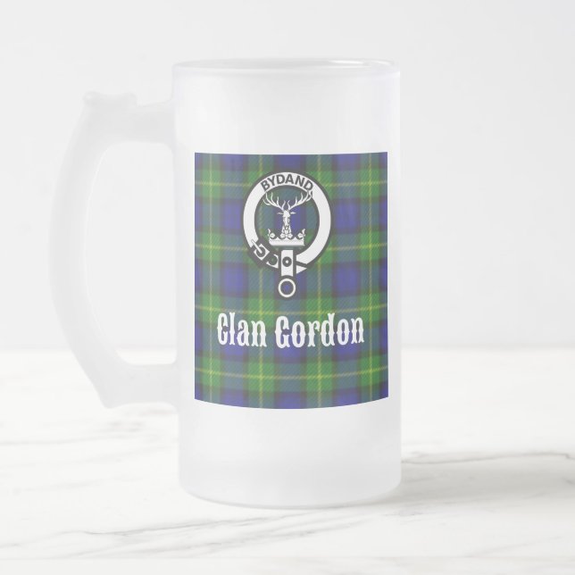 Klan Gordon Tartan Vapensköld Frostat Ölglas (Vänster)