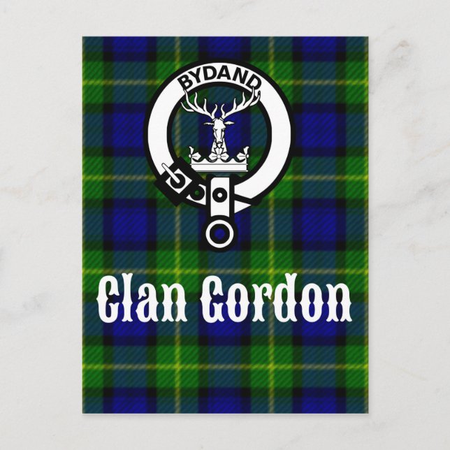 Klan Gordon Tartan Vapensköld Vykort (Framsida)