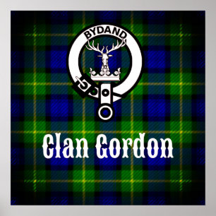 Klan Gordon Vapensköld och Tartan Poster