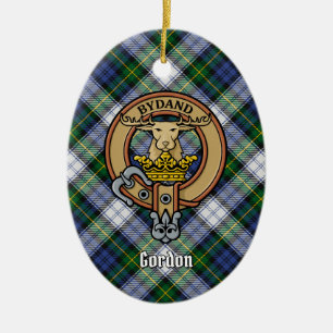 Klan Gordon Vapensköld över Dress Tartan Julgransprydnad Keramik