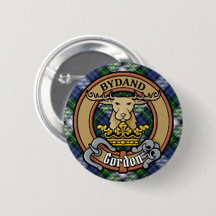 Klan Gordon Vapensköld över Dress Tartan Knapp