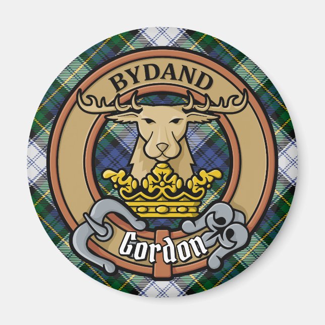 Klan Gordon Vapensköld över Dress Tartan Magnet (Framsidan)