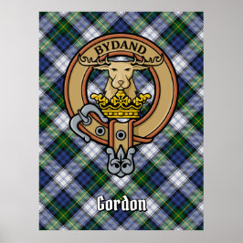 Klan Gordon Vapensköld över Dress Tartan Poster