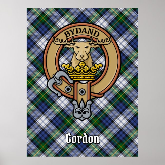 Klan Gordon Vapensköld över Dress Tartan Poster (Framsidan)