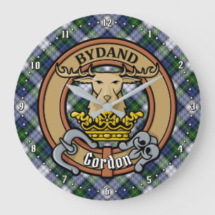 Klan Gordon Vapensköld över Dress Tartan Stor Klocka