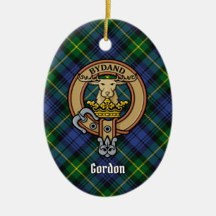 Klan Gordon Vapensköld över Tartan Ceramic Ornamen Julgransprydnad Keramik