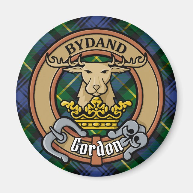 Klan Gordon Vapensköld över Tartan Magnet (Framsidan)