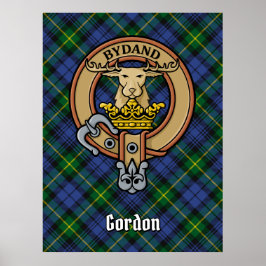 Klan Gordon Vapensköld över Tartan Poster