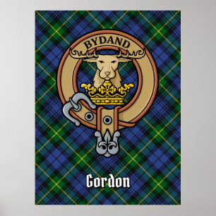 Klan Gordon Vapensköld över Tartan Poster