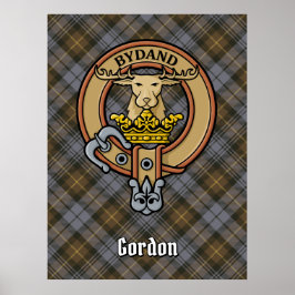 Klan Gordon Vapensköld över Weasted Tartan Poster