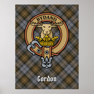 Klan Gordon Vapensköld över Weasted Tartan Poster