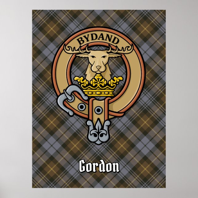 Klan Gordon Vapensköld över Weasted Tartan Poster (Framsidan)