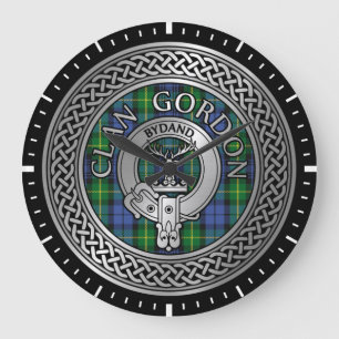 Klan Gordon Vapensköld & Tartan Knot Large Clock Stor Klocka