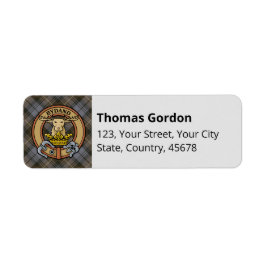 Klan Gordon Weasted Tartan Label Returadress Etikett
