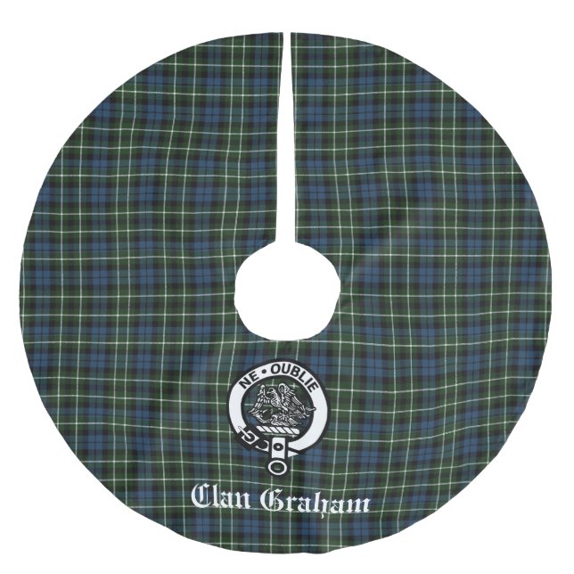Klan Graham Montrose Tartan & Vapensköld Julgransmatta Borstad Polyester (Framsidan)
