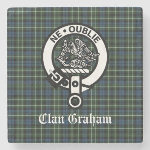 Klan Graham Montrose Tartan & Vapensköld Stenunderlägg