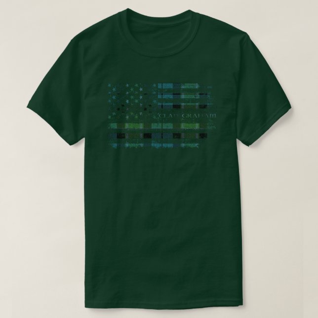 Klan Graham of Menteith Scottish tartan US flagga  T Shirt (Design framsida)