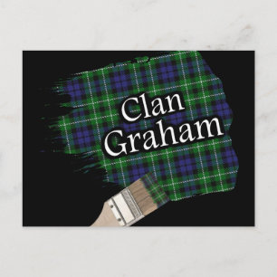 Klan Graham Scottish Tartan Paint Brush Vykort