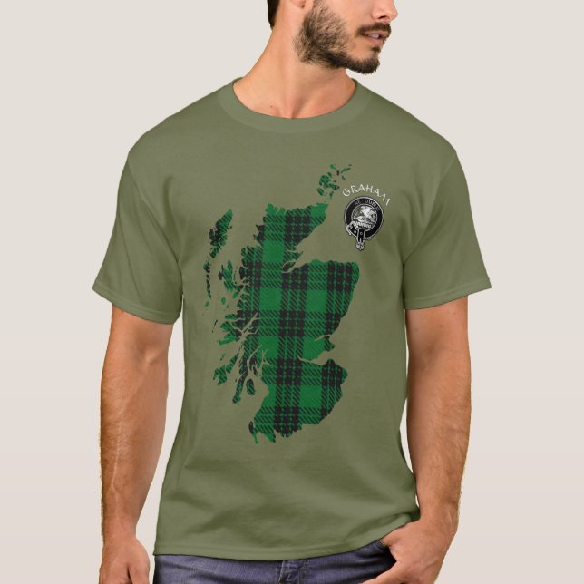 Klan Graham Tartan Karta & Vapensköld T-Shirt (Framsida)