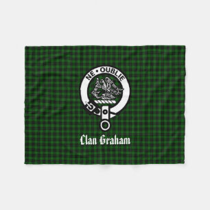 Klan Graham Vapensköld Badge och Tartan Fleecefilt