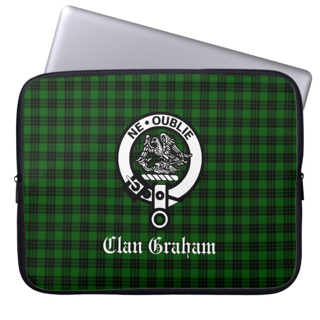 Klan Graham Vapensköld Badge och Tartan Laptop Fodral (Framsidan)