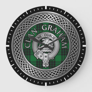 Klan Graham Vapensköld & Tartan Knot Stor Klocka